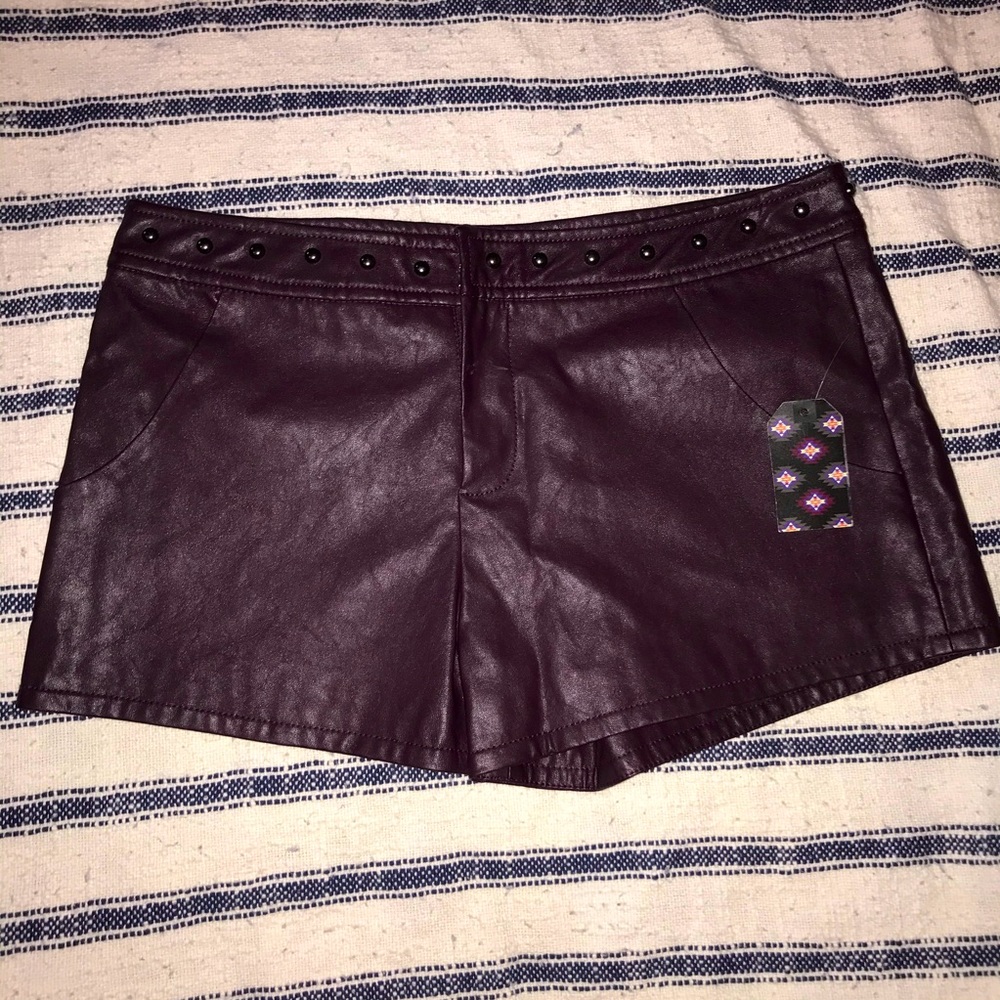 NWT Cognac Pleather High Waist Shorts